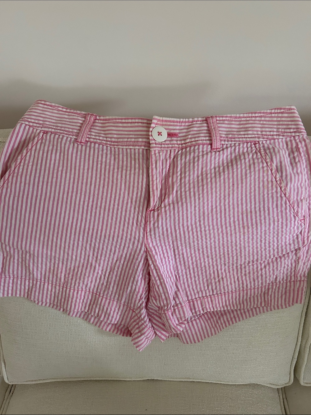 Lilly Pulitzer Pink and White Seersucker Bermuda Shorts